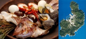 沼島の鯛料理と空撮マップ